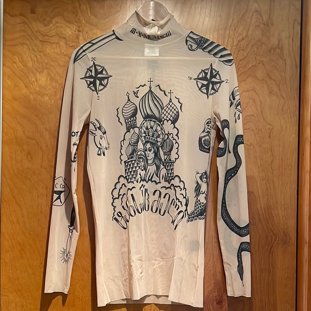 Vetements Unisex Mesh Tattoo Turtleneck